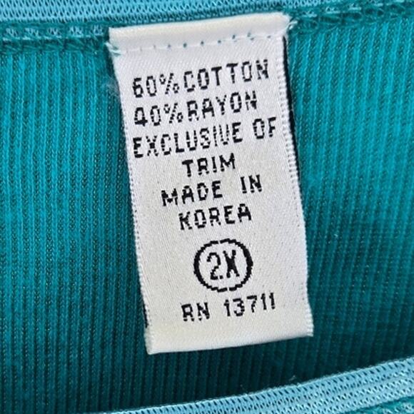 Valerie Stevens II Teal Scoop Neck T-Shirt 2X 0249 - Picture 5 of 8